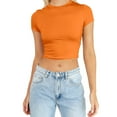 thumbnail image 1 of WEIYLL T-Shirts pour Femmes Été Manches Courtes Mignon Crop Basique Col Rond Ajusté Orange Tailles G, 1 of 5
