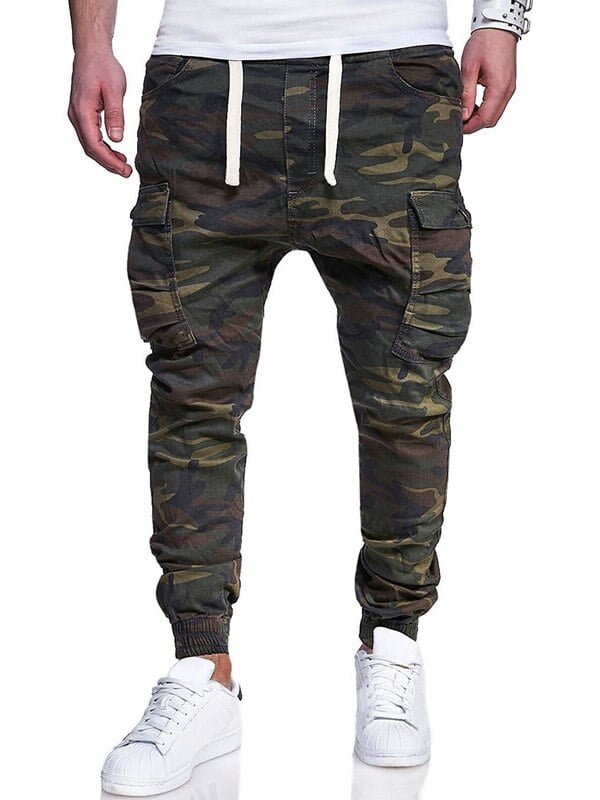 mens elastic waist camo pants