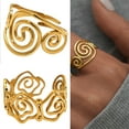 thumbnail image 2 of Misright Delicate Curved Band Gold Plated Stainless Steel Ring For Special Occasions, 2 of 9