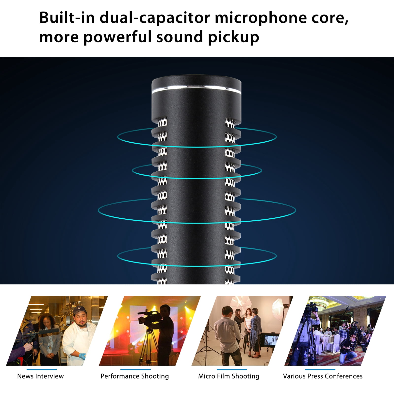 PULUZ Professional Interview Condenser Video Shotgun Microphone with 3.5mm Audio Cable for DSLR &