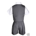 thumbnail image 5 of Ensemble Formel Garçon Bébé Tout-Petit Eton Gris Foncé Gilet Short Costume S m L TG 2T 3T 4T, 5 of 5