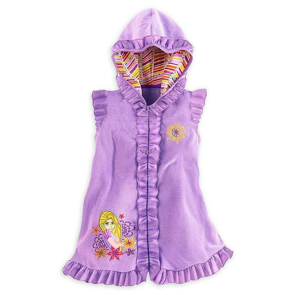 Disney Store Princess Tangled Rapunzel Swimsuit Hooded Cover Up Girl Size 5/6