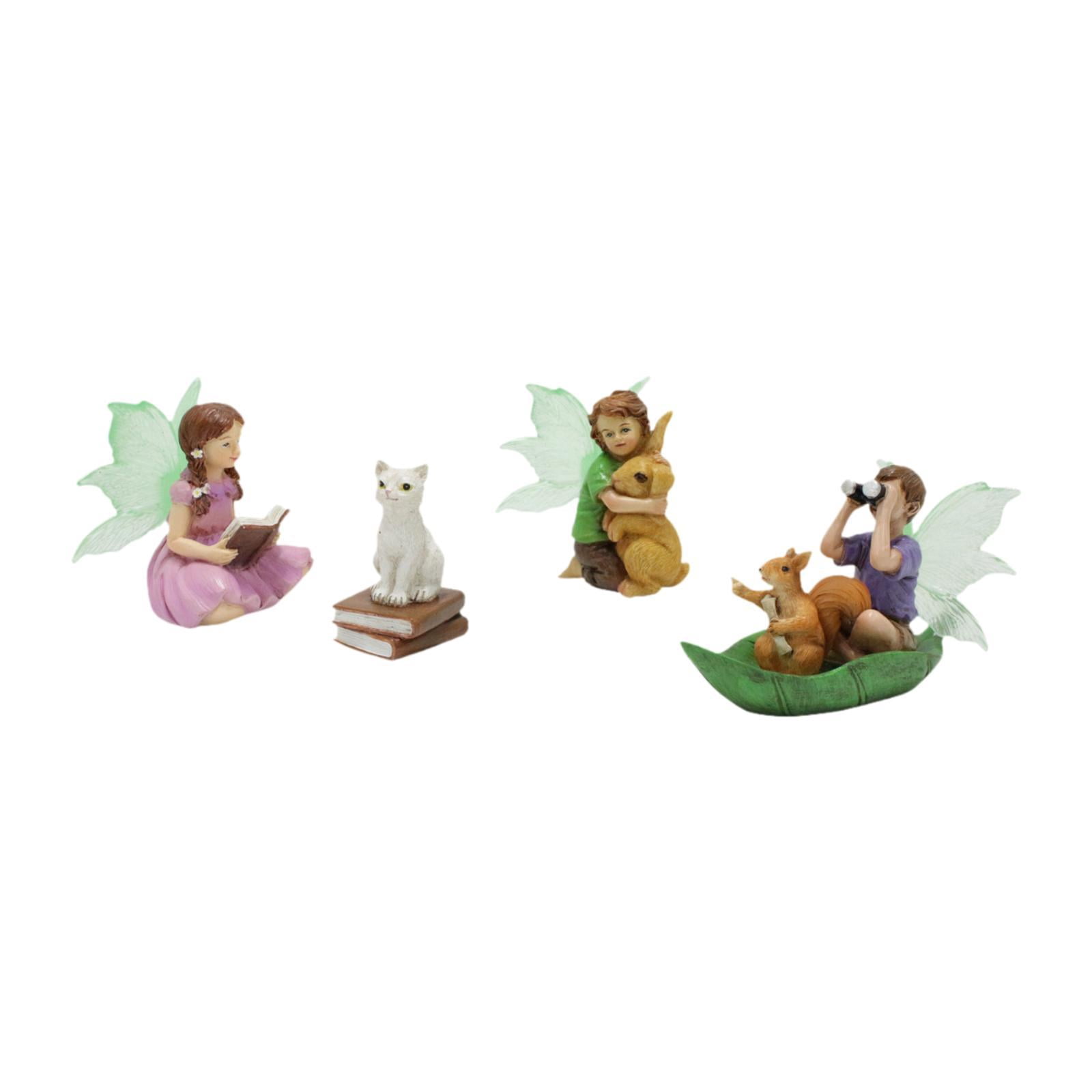 colaxi 4 Pieces Micro Landscape Ornament Garden Fairies Yard Courtyard Sculpture Boy Girl Figurines Outdoor Decorative Angel Statues