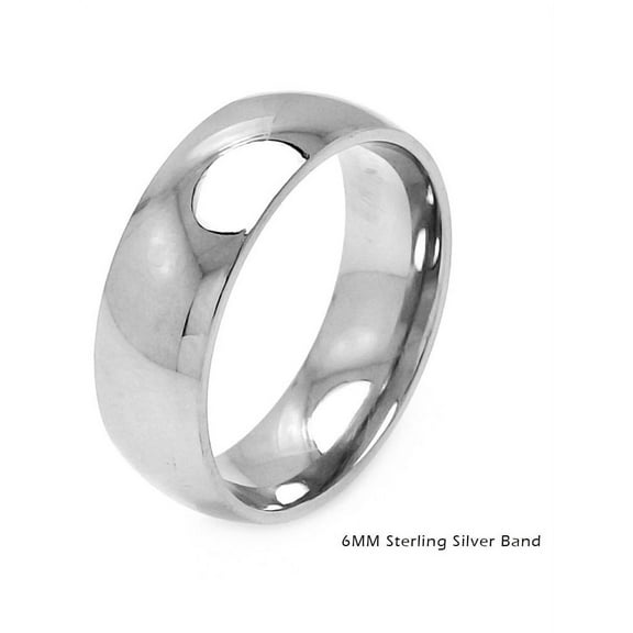 High Polished Sterling Silver 6MM Plain Wedding Band Ring Size 6