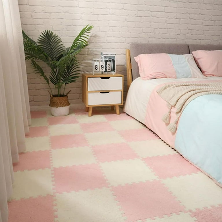 Milk Velvet Patchwork Rugs, Plush Puzzle Foam Floor Mat Milk Velvet Patchwork Rugs, Plush Puzzle Foam Floor Mat