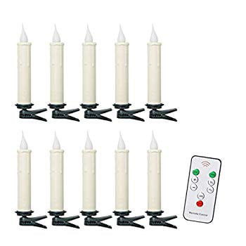 Uonlytech 1 Set Christmas Candle with Clip Battery Powered Remote Control LED Christmas Tree Taper Flameless LED Christmas Candles for Wedding/Birthday/PartyDecoration
