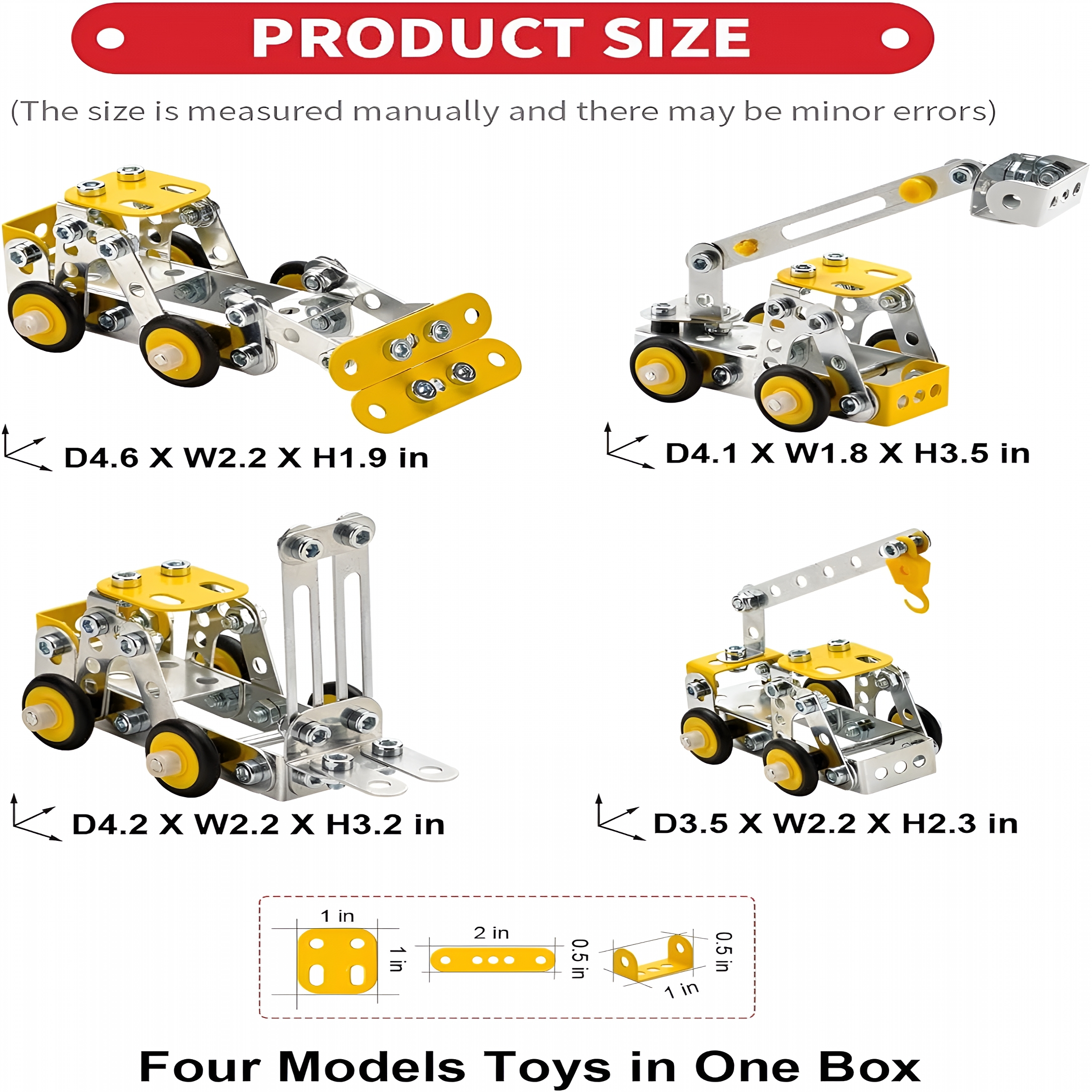 BESTSKY 2026 New Erector Set for Boys,4 Mini Metal Model Set for Kids,Engineering Metal Building Kit,Learning Construction Truck Building Toys for Boys Age 8-12 Diy Stem Educational Gifts(330Pcs)