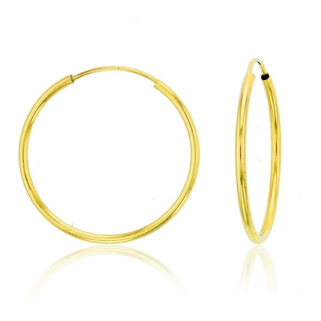 Solid 14K Gold 1mm Tube Cartilage Endless Flex Hoop Earrings | Huggies Hoops for Women Teens & Girls | Hypoallergenic | Multi Piercing Cartilage Hoop Earrings | Continuous Round | Size, 14mm