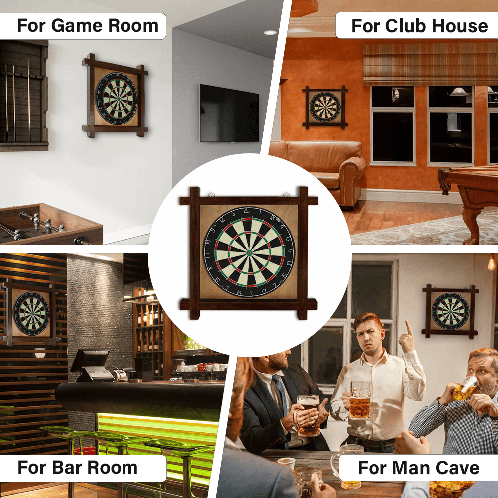 Dart Board Cabinet Set - Steel-Tip Dart Board Adult Game Bar Set for Room Decor, Man Caves, and Backyard Games