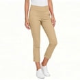 thumbnail image 4 of HongQid Women's Cropped Pants Elastic Waist Rolled Hem High Waisted Casual Work Petite Capri Trousers with Pockets, 4 of 7