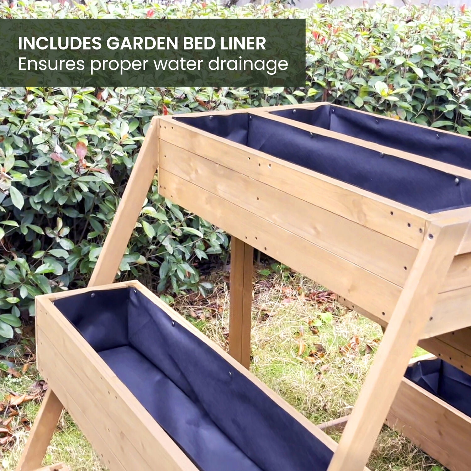 Hanover Wood Planter With Non-Woven Lining for Plants and Herbs