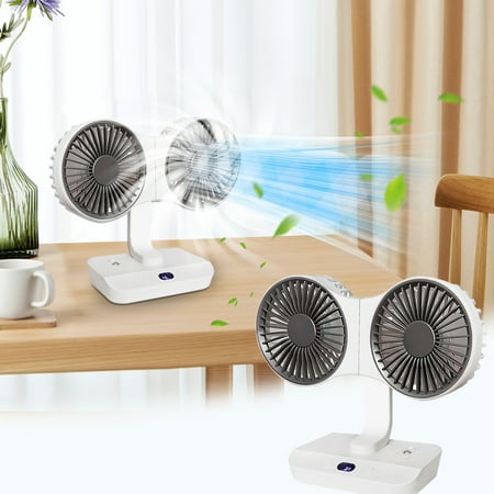 

Double-head Desktop Fan Home Multifunctional Christmas GIft Silent Wall Christmas Clearance Mounted Fan USB Charging Circulating Fan