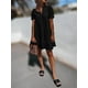 thumbnail image 5 of Vestido Midi A Line con escote en V y bordado floral con ojales y dobladillo con volantes para mujerBlackLarge, 5 of 5