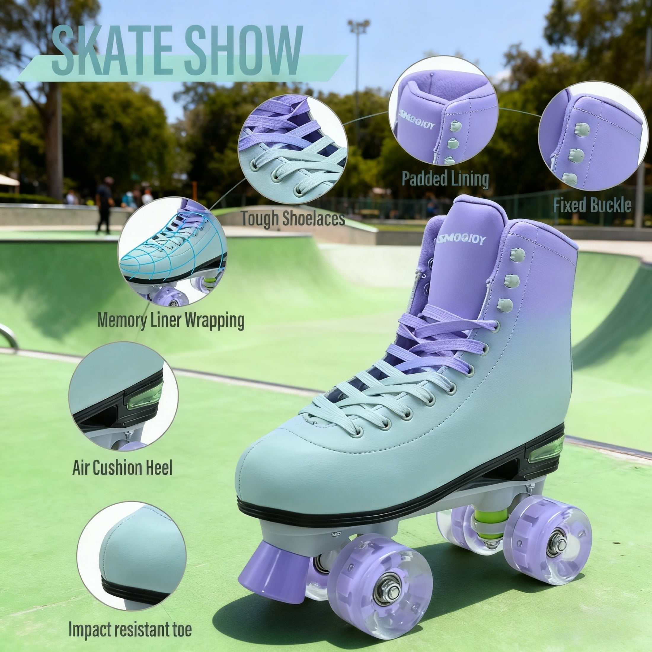 JZY Quad Roller Skates with Light-Up Wheels,High-Top Design for Women, Men & Teens