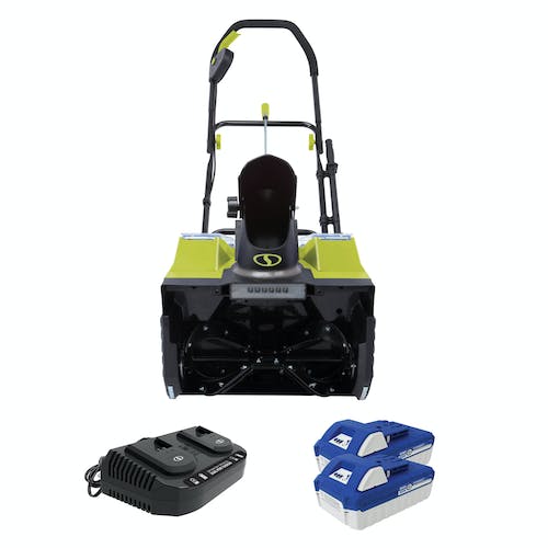 Snow Joe 24VX2SB18 18Inch 48Volt 4Ah Cordless Snow Blower, Green