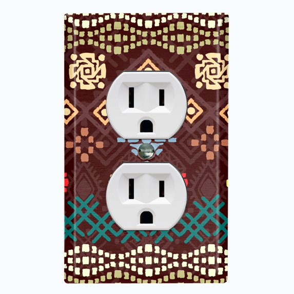 Metal Light Switch Plate Cover Safari African Tribal Art Pattern Brown SFR057