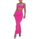 thumbnail image 1 of VISgogo - Camisola y falda para mujer, chaleco recortado de color sólido a la moda y falda larga con abertura ajustada VISgogo moda, 1 of 9