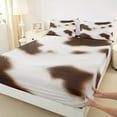 thumbnail image 3 of Castle Fairy Cow Print 3pcs Twin Sheet Sets,Animal Print Twin Fitted Sheet,Western Cowhide Breathable Flat Sheet,Lightweight Abstract Room Decor, 3 of 7