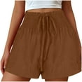 thumbnail image 2 of FAIWAD Summer Solid Color Shorts for Women High Waist Tie Front Wide Leg Shorts Casual Smocked Shorts with Pockets, 2 of 7
