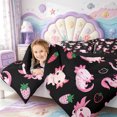 thumbnail image 3 of Manfei Magical Axolotl Full Size Comforter Sets,Watercolor Animals Pattern Bedding Comforter Set,Black Reversible,3pcs,1 Comforter and 2 Pillowcases, 3 of 7