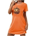 thumbnail image 2 of Pyjama d'Halloween pour Femmes, Grande Taille, Chemise de Nuit Courte avec Imprimé Poitrine et Col Rond, Vêtements de Nuit Confortables pour Tenue Décontractée, 2 of 3