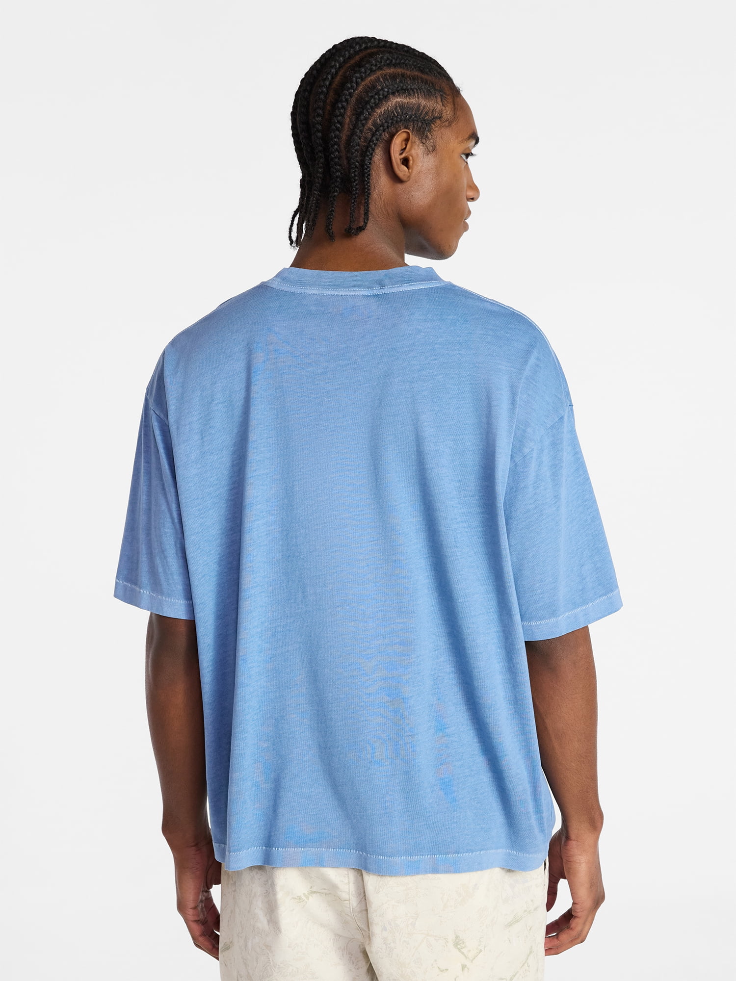 No Boundaries Cotton Oversized Cropped Tee with Short Sleeves, Men's and Big Men's XS-5XL