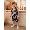 thumbnail image 3 of Cjfdfy Toddler Baby Girls Halloween Satin Pajamas Set Ghost Goose Print Short Sleeve Button Tops And Pants Set Kids Cute Halloween Holiday Fall Winter Sleepwear 1-10Y, 3 of 9