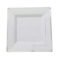 thumbnail image 3 of BalsaCircle 10 Pieces 10" White Silver Trim Plastic Square Plates Disposable Tableware, 3 of 8