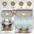 thumbnail image 5 of Nautical Coastal Window Privacy Film, Summer Beach Shell Coral Seaweed Blue Plaid Static Cling UV Sun Blocking Heat Control Window Tint Day and Night, Non-Adhesive One Way Privacy Cover 19.6''x39.3'', 5 of 7