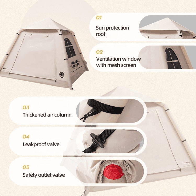 Luxury Fully Automatic Inflatable Tent Quick Opening Outdoor Camping Tent Folding Portable Sun protection Rainproof Picnic Tent