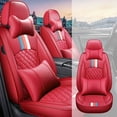 thumbnail image 4 of Maidao Car Seat Covers Leather Full Set for Suzuki for Wagon R+ 1997-Present 5 Seats Front Rear Cushion Protector with Headrest Red, 4 of 7