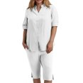 thumbnail image 5 of Dianli Gifts Two Piece Sets for Women Summer Casual Two Piece Set Short Sleeve Shirt and Shorts Lounge Outfit for Everyday Wear White L, 5 of 8