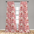 thumbnail image 5 of Ambesonne Polka Dots Curtains, Teapots Cups Cakes, Pair of 28"x63", Pink Orange and Red, 5 of 5