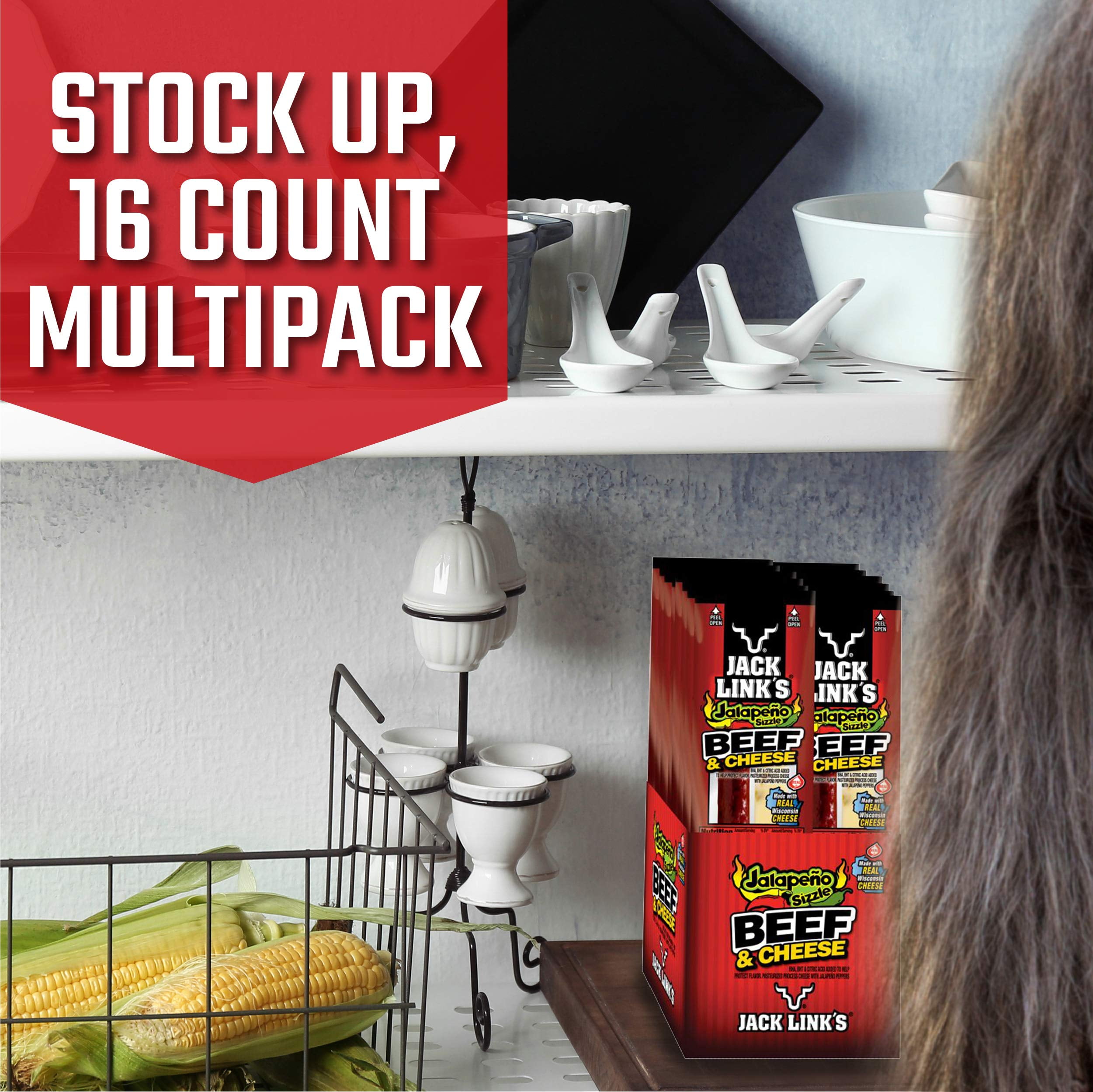 Jack Links 01139 Cheese & Beef Stick, 1.2-Oz. - Quantity 16