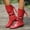 Red, variant on Boots for Women Wide Calf Low Heel Boots Mid-Calf Ankle Boots with Bow Ties (White 36)