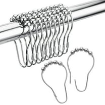 Amazer Rust-Resistant Metal Shower Curtain Rings, 12-Count, Chrome