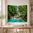 thumbnail image 5 of Tropical Waterfall with Mossy Rocks and Turquoise Pool, Serene Photorealistic for Nature Lovers, Rainforest Art Decor, Housewarming Gift, Tapestry Wall Hanging for Living Room and Bedroom, 5 of 7
