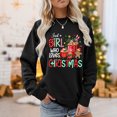 thumbnail image 1 of Sudadera Camisas gráficas navideñas Mujer Jerseys navideños informales sueltos Top Ygjytge Negro T S para Mujer, 1 of 7
