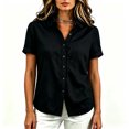 thumbnail image 3 of Asgosdo Womens Button Down Shirts Cotton Linen Short Sleeve Collared Loose Fit Tops Soft Cozy Summer Blouses, 3 of 6