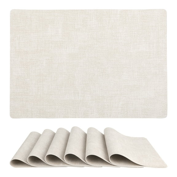 Unique Bargains Faux Leather Table Placemats for Kitchen Dining Table Light Beige 17x12in