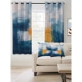 thumbnail image 2 of Fsddascl Blue White Blackout Curtains for Bedroom/Living Room, Thermal Insulated Kitchen Curtains, Contemporary Yellow Street Art Retro Painting Grommet Darkening Window Treatment Drapes 52"x72"x2, 2 of 8