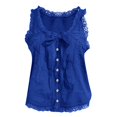 thumbnail image 4 of Women's Tanks Women Sleeveless Lace Tank Tops Vacation Front Tie Mesh Chiffon Tops,Blue Women's Tanks & Camis M, 4 of 4