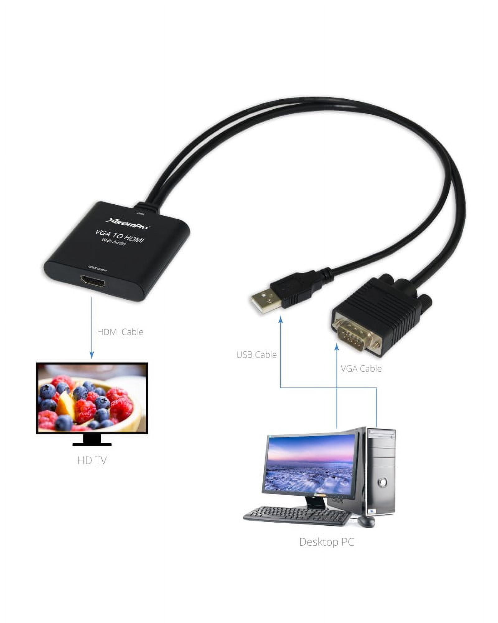 VGA To HDMI Adapter connects laptop PC HDTV port STB DVD Projector with HDMI
