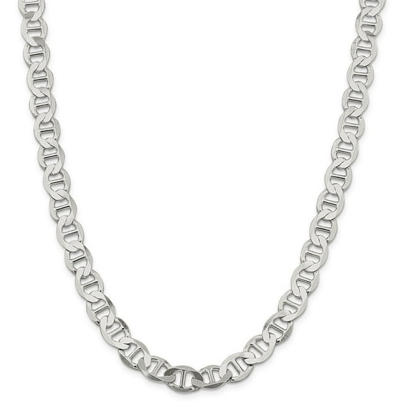 Sterling Silver 9.95mm Semi-solid Flat Anchor Chain Necklace - 44.6 Grams - 20 Inch