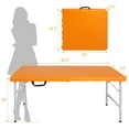 thumbnail image 2 of 4FT Portable Folding Table, Fold-in-Half Utility Table with Height Adjustable, Heavy Duty Plastic Picnic Table with Carrying Handle for Indoor, Outdoor, Camping, Party, Garden, Orange, 2 of 7