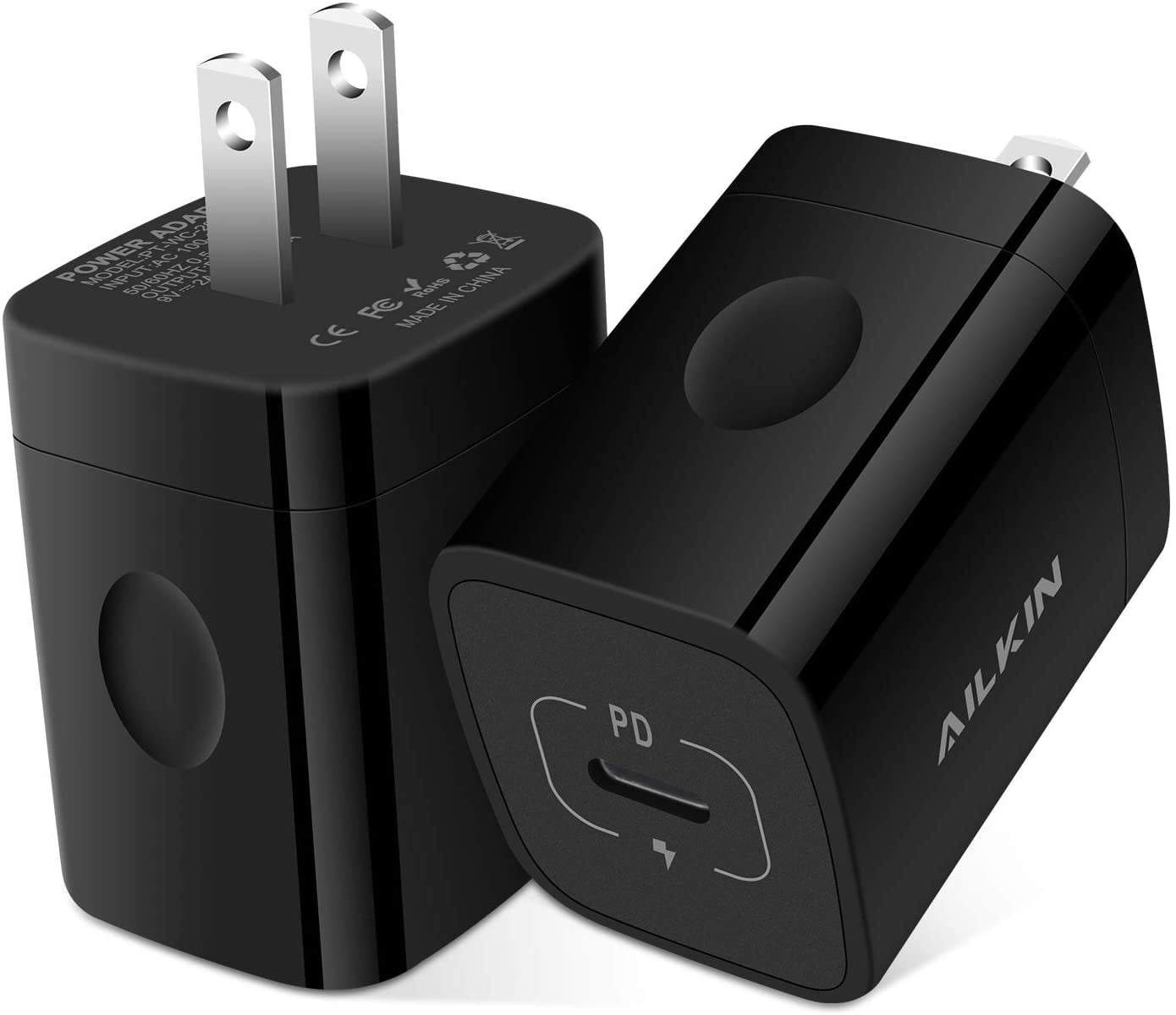 2Pack/18W】 PD Wall Charger, USB C Adapter Type USBC to C Plug Fast Charging  Block for iPhone 12 Pro Max Mini SE 11 X XS XR Pro 8, AirPods Pro, iPad Pro