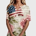 thumbnail image 4 of KDDYLITQ States 250th Anniversary Shirt Womens 250th Anniversary Printed Short Sleeve Red White Blue Tees Flag Button V Neck Patriotic Clothes Summer Trendy T-Shirts White L, 4 of 5
