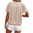 thumbnail image 3 of Camisetas Casuales de Verano para Mujer, Camisetas de Corta con Cuello en V, Color Albaricoque S, 3 of 7