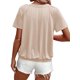 thumbnail image 3 of Camisetas Casuales de Verano para Mujer, Camisetas de Corta con Cuello en V, Color Albaricoque S, 3 of 7
