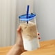 thumbnail image 2 of Vidrio termoestable horizontal de alto perfil con viento cubierto Leche de borosilicato alto Taza de jugo de café Vidrio de boca cuadrada, 2 of 8